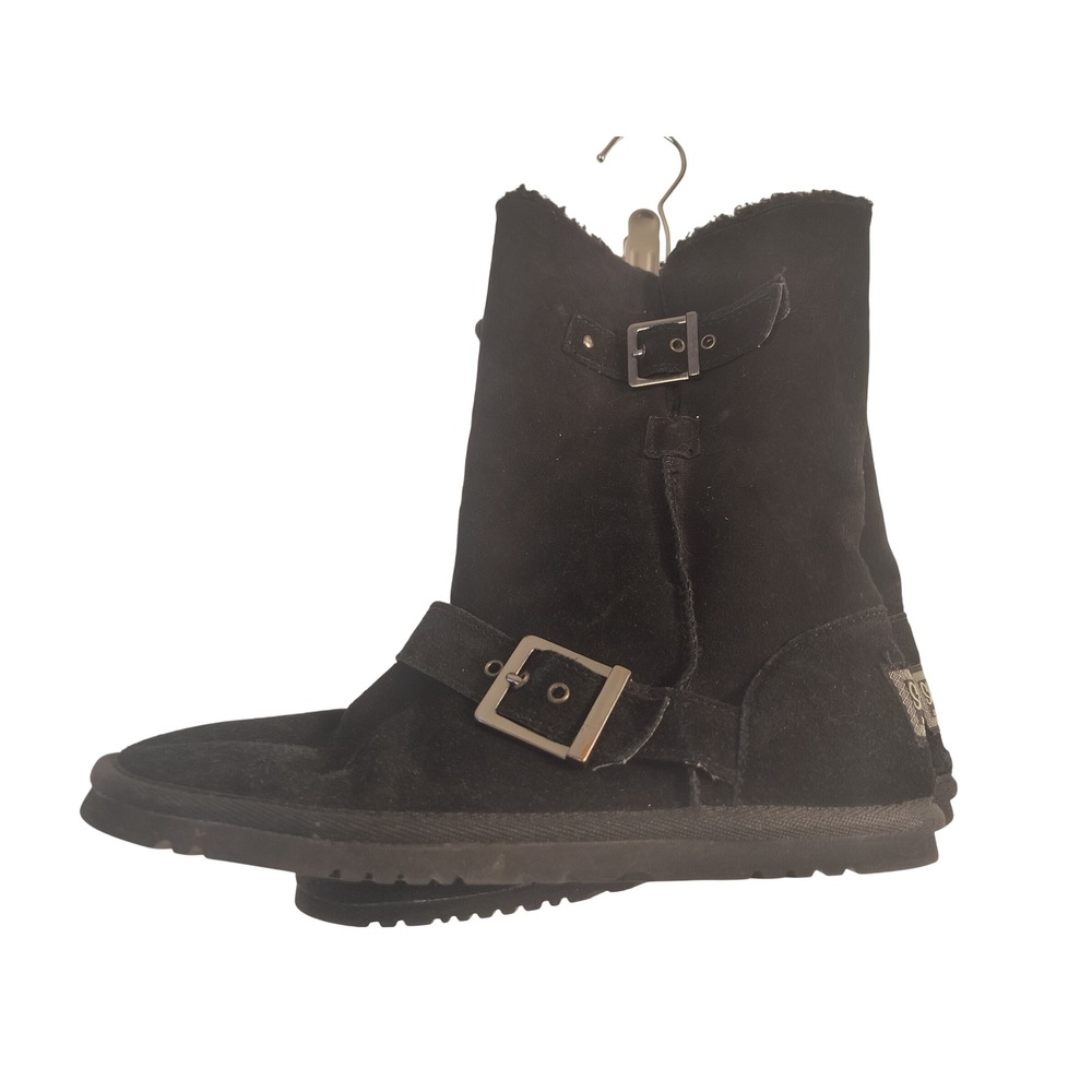 Skechers Australia Black Faux Fur Lined Buckle Accent Boots US 8 - Picture 3 of 6